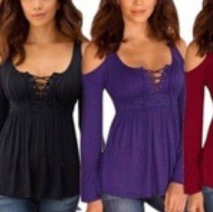 NWT Leo Rosi Teal Cold Shoulder BOHO Top Sz S